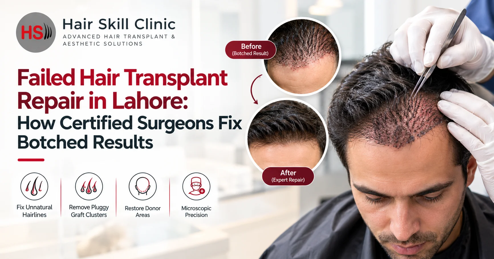 Failed Hair Transplant Repair in Lahore: How Certified Surgeons Fix Botched Results