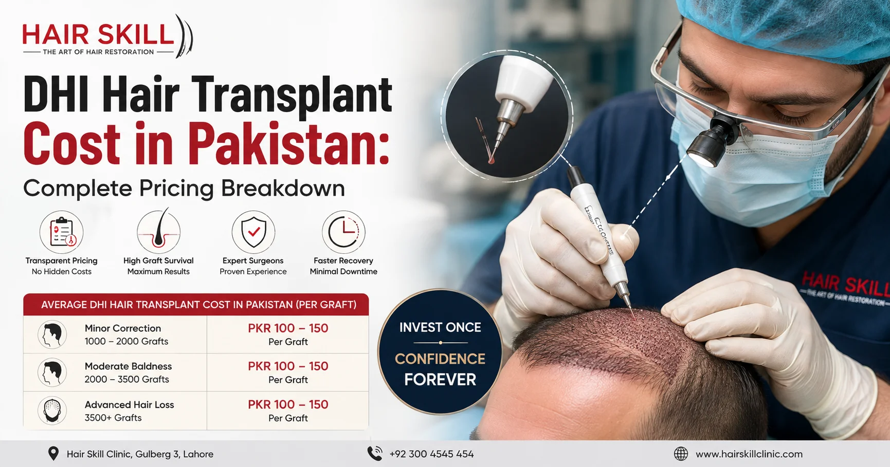 DHI Hair Transplant Cost in Pakistan: Complete Pricing Breakdown (2026)